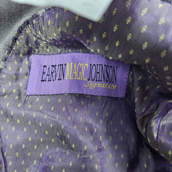 Earvin "Magic" Johnson Gray 3 Button Suit Jacket Men's Size 44R Blazer - Picture 7 of 8